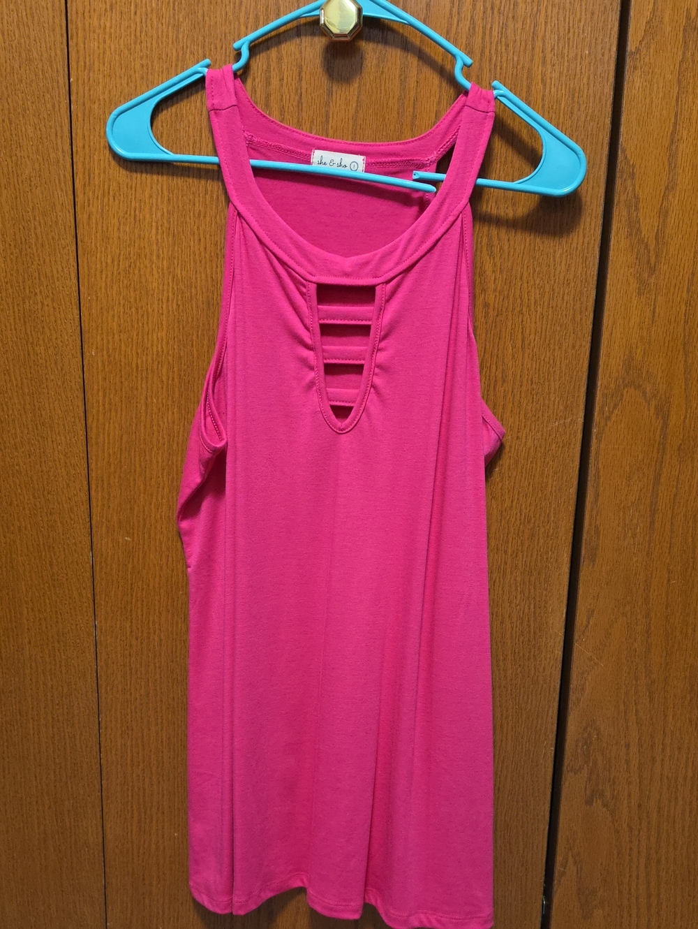 Hot Pink Ladder-Front Tank Top